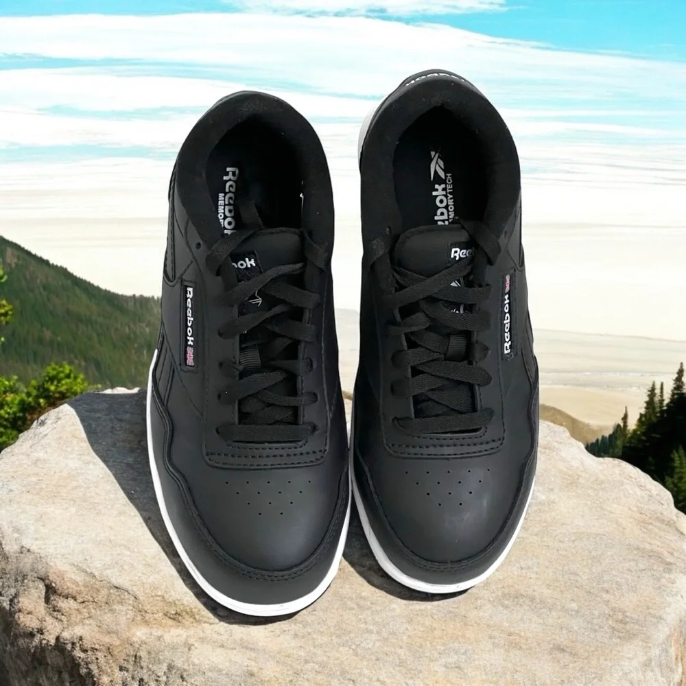 Reebok Women’s Size 8 / Men’s Size‎ 6 Black Leather Work Shoes Comp Toe Sneakers